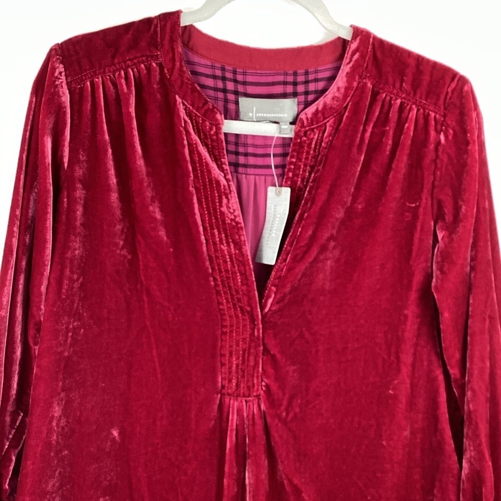 Anthropologie NWT Melody Velvet Tunic Dress Size  XXSP RED - Picture 3 of 10